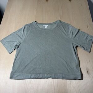 Athleta Olive Green Cropped Athletic Tee
